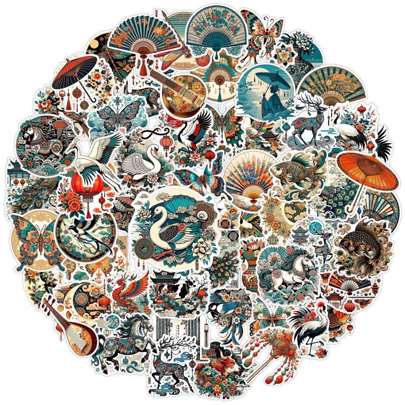 Flat Sticker | Chinese Style Animal Equipment, etc